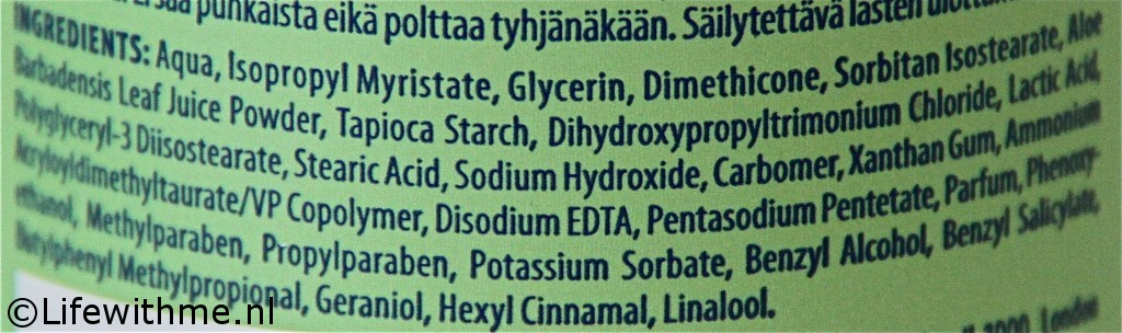 Vaseline Spray & Go moisturizer ingredienten